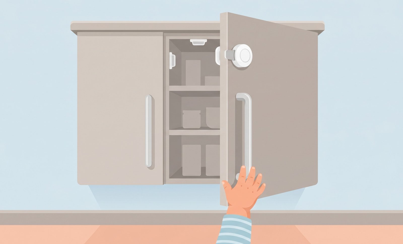 Best magnetic cabinet locks installed inside a baby-proofed kitchen cabinet